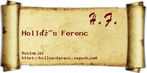 Hollós Ferenc névjegykártya
